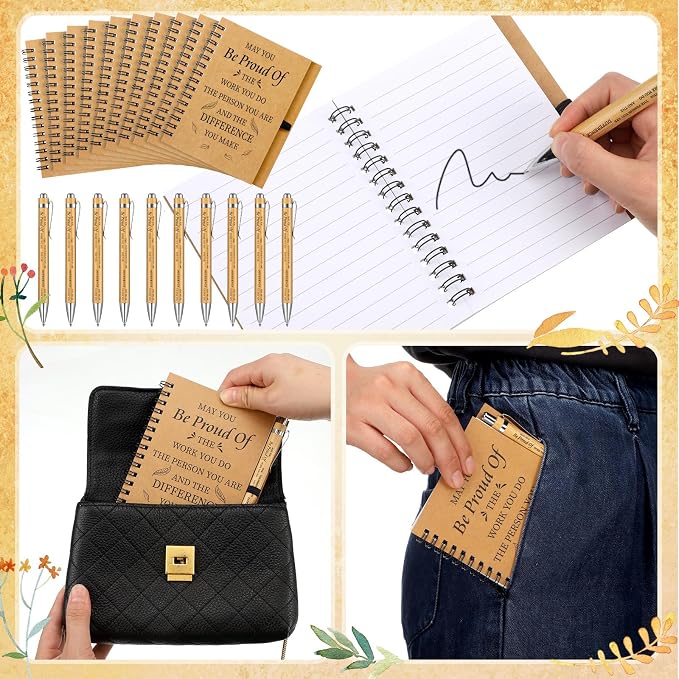 Yeaqee 100 Pcs Employee Appreciation Gifts Inspirational Gifts Set Mini Spiral Notebooks with Pen May You Be Proud of The Work You Do Motivational Thanks Gift for Staff Coworkers (Inspirational Style)