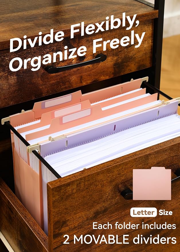 SortRax Plastic High Capacity Hanging File Folders, 4" Expansion for Bulky Documents, Side-Sealed Pocket, Holds Heavy Files, Letter Size, Movable Dividers, Insertable Tabs, 6 Pack, Pastel Colors