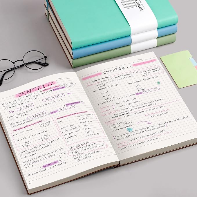 AHGXG College Ruled Notebook, 320 Pages, Large Journal A4 (8.5''×11') | Thick Lined Notebook for Note Taking, 100GSM Paper, Leather Softcover, for Women Men (Purple)