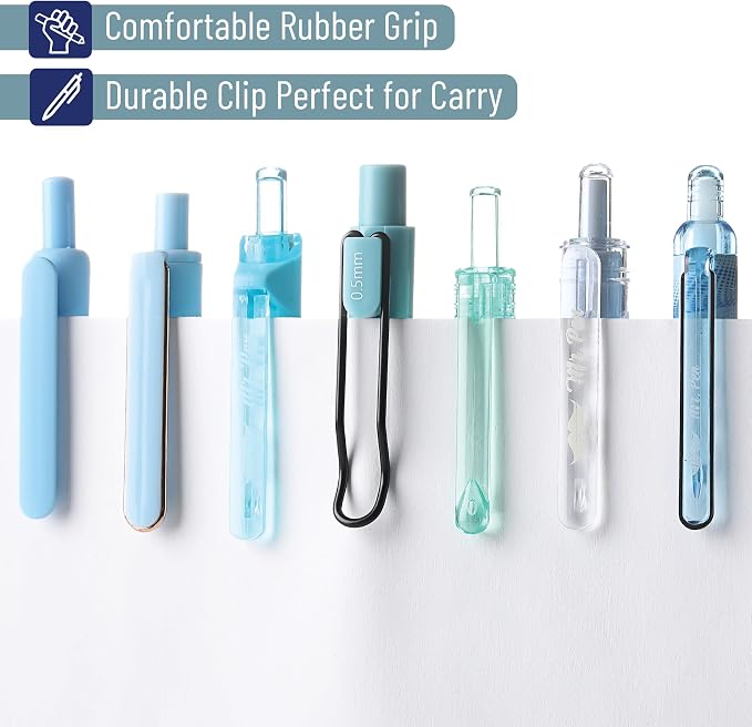 Mr. Pen- Pastel Blue Gel Pens Set, 12 Pack | Black Ink Cute Writing Pens with 1 Aesthetic Highlighter, 0.5 mm, Smooth Gel Pens for Journaling, Aesthetic Girly Stationery