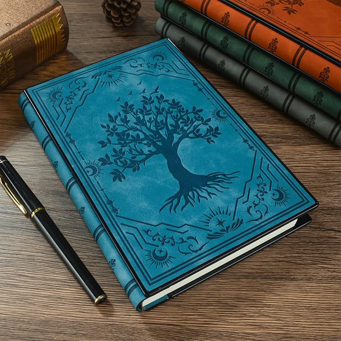 ZXHQ Diary with Lock, Hardcover(14.8 cm x 21 cm) Leather Lock Journal, Built-in Lock, 180° Lay Flat, Tree of Life Embossed Cover, 100 Gsm Thick Paper