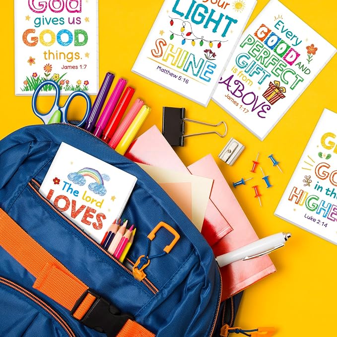 Fancy Land Christian Party Favors for Kids Religious Notepads 12Pcs | Bible Verse Notepad, Religious Party Favors, Inspirational Journals Note Pad, Sunday School, Classroom, Office Supplies