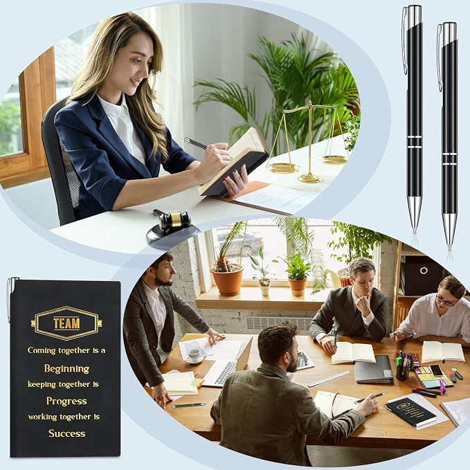 Colarr 40 Pcs Appreciation Gifts Bulk Inspirational PU Leather Notebook Journal & Pen Set Thank You Gifts for Staff, Employees, Coworkers, Nurses(Black,Team)