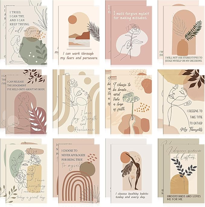 Tatuo 24 Pcs Positive Affirmation Notebooks for Women Boho Inspirational Notebook Small Motivational Encouragement Notepads Daily Affirmations Journal Student Teacher Coworker Back to School Supplies