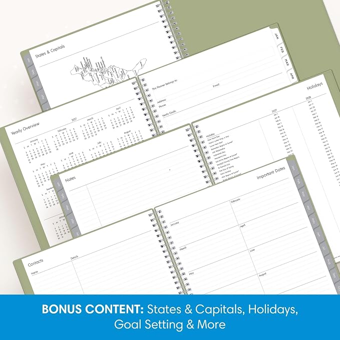 Blue Sky 2027 Weekly & Monthly Planner, 8.5"x11", Enterprise Sage Green | January 2027 - December 2027, Flexible Cover, Durable Twin Wire Binding, Laminated Tabs, Storage Pocket