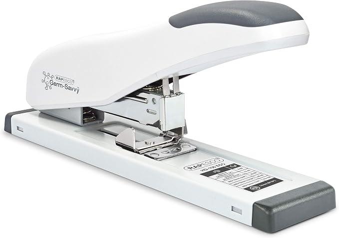 Rapesco 1461 ECO Heavy-Duty Stapler with 3200 Assorted Staples, Type 923 Heavy-Duty Staples (8/10/12/13mm), 100 Sheet Capacity, for Office, Business Proposals, School, Research Papers, White | 100 Sheet Capacity, Soft White