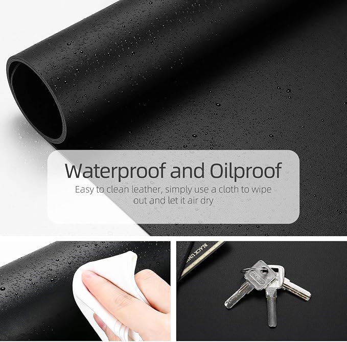 YSAGI Dual-Sided Desk Pad Protector, Desk Mat with Non-Slip - Waterproof PU Leather Office Desk Blotter for Mouse, Keyboard, Writing,35.4" x 17", Black