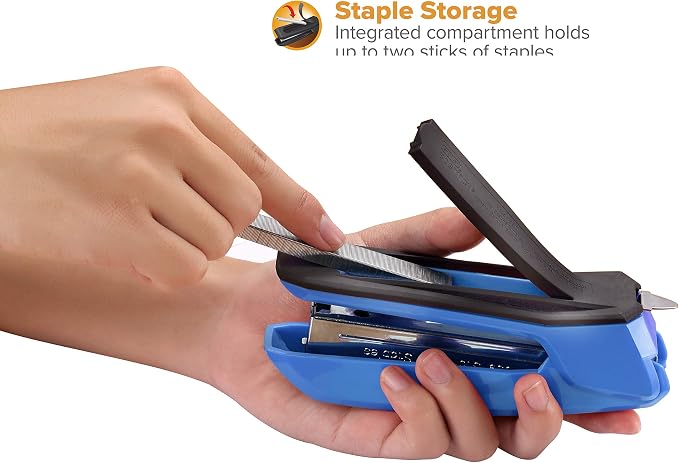 Bostitch Office Ascend 3 in 1 Stapler, 20 Sheet Capacity, Integrated Remover & Staple Storage, 42 Staples Included, Lightweight, Blue