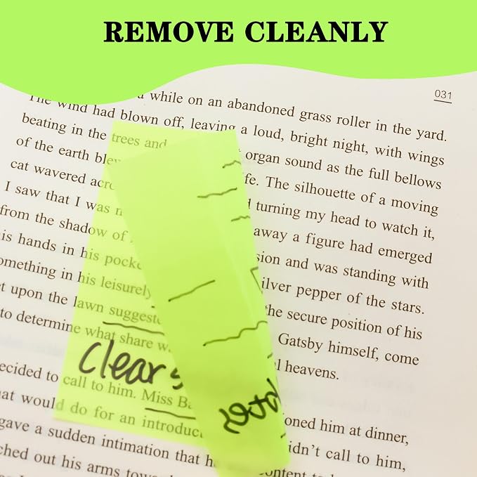YOUDEFUL 800Pcs Transparent Sticky Notes, Bright Green Clear Sticky Notes, 3"x3" Waterproof Translucent Sticky Note Pads, Index Tabs, Clear Post it Notes for Bible Study, See Through Sticky Notes