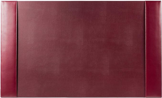 DACASSO Bonded Leather Desk Pad with Side Rails - Luxury Leather Desk Blotter for Writing - Padded Executive Desk Surface Protector - ( Burgundy, 30” x 18”)