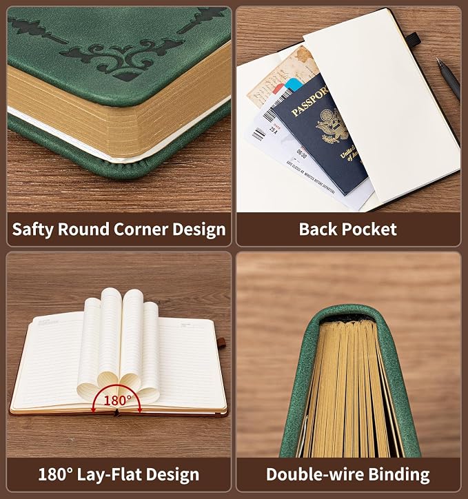 Lined Journal Notebook for Women Men, A5 Hardcover Leather Journals for Writing, 200 Pages Thick Paper, Daily Journal Notebook for Work, School, Note Taking, Business, Travel, College Ruled