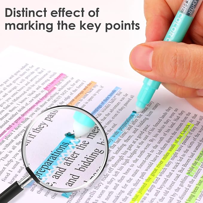 HANKU Erasable Highlighters, Dual Tip 10 Pack Highlighters Assorted Colors Erasable, Smooth Writing Book Journaling No Bleeding Highlighter Pens for Bible Journal Planner