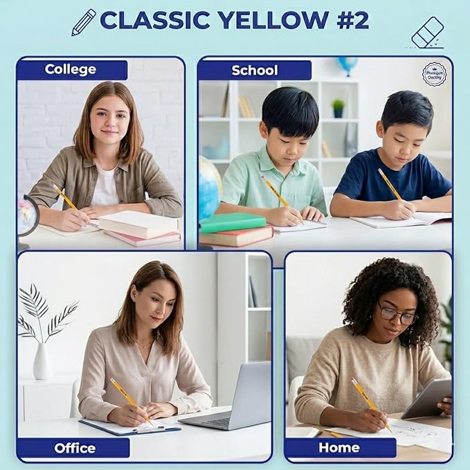 Trail maker Wood Cased #2 HB Pencils - 500 Unsharpened Yellow Pencils in Bulk for School, Office (100 5-Packs)