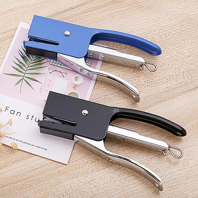 Heavy-Duty Handheld Plier Stapler with 1000 Standard 1/4" Staples, All-Metal Ergonomic Easy Grip Stapler, Smooth Jam-Free for Office, School, Home, Classroom Supplies, Documents, Receipts – Blue