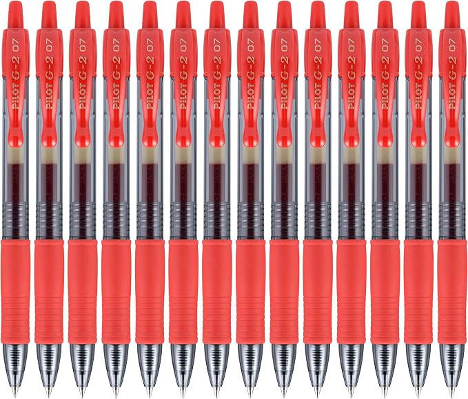 PILOT, G2 Premium Gel Roller Pens, Fine Point 0.7 mm, Red 14 Count (Pack of 7)