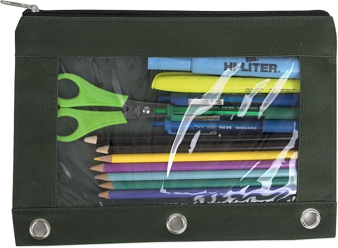 Trail maker 25 Pack Clear Pencil Pouch for 3 Ring Binder Bulk Pencil Pouch Bags for Binder with See Through Window and Zipper | Pencil Pouches for Office, Budgets