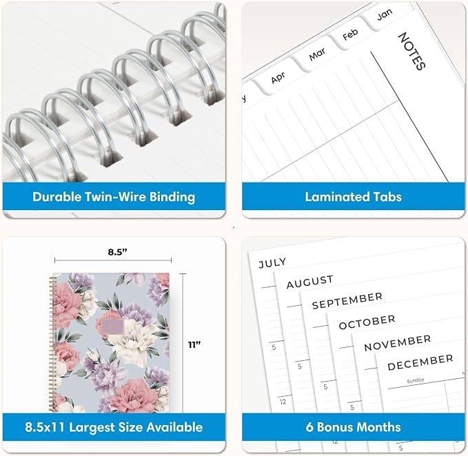 Blue Sky 2027 Weekly & Monthly Planner Calendar, 8.5"x11", Tula | January 2027 - December 2027, Flexible Cover, Durable Twin Wire Binding, Laminated Tabs, Storage Pocket