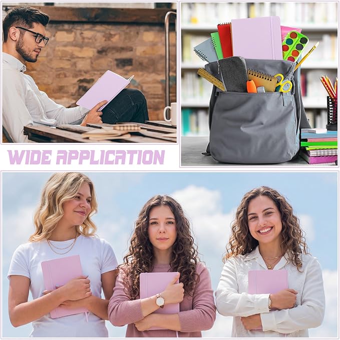 Honoson 20 Pack A5 Lined Journal Notebooks Hardcover Executive Notebook 5.5" x 8.3" PU Leather Wide Ruled Journals Bulk 160 Pages for Back to School Supplies Office Business Home (Pink)