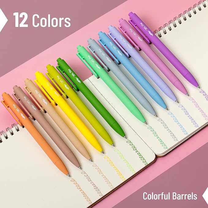 Mr. Pen- Retractable Gel Pens, 12 Pack, Vintage Ink, Fine Point 0.7mm | Fast Dry, Smooth Writing, Cute Pens for Drawing, Writing Planner and School Supplies