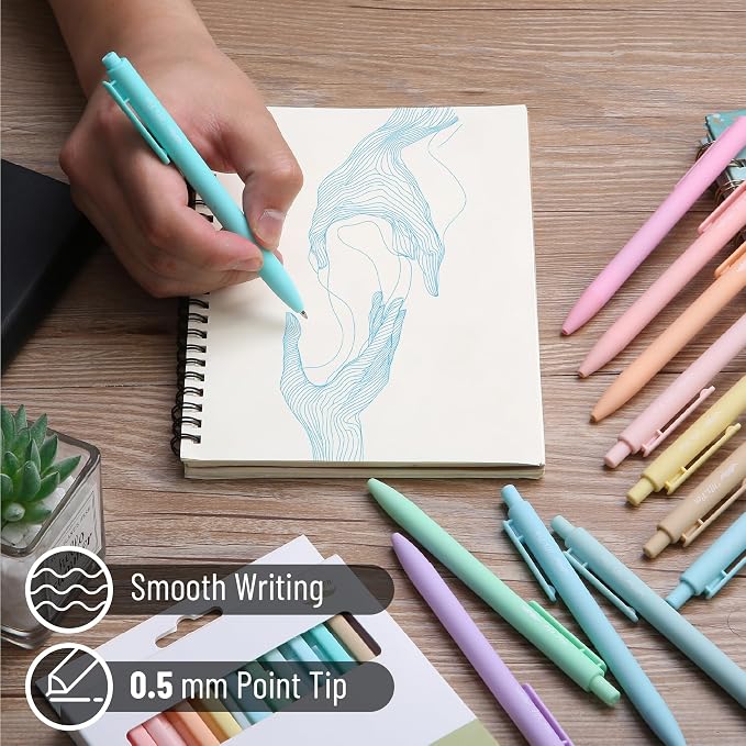 Mr. Pen- Retractable Gel Pens, 12 Pack, Assorted Color Ink | Fine Point 0.5mm, Fast Dry, Smooth Writing, Cute Pens for Drawing, Writing Planner and School Supplies