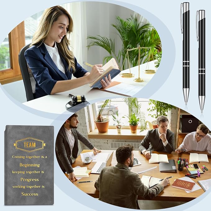 Colarr 40 Pcs Appreciation Gifts Bulk Inspirational PU Leather Notebook Journal & Pen Set Thank You Gifts for Staff, Employees, Coworkers, Nurses(Fresh Colors,Team)