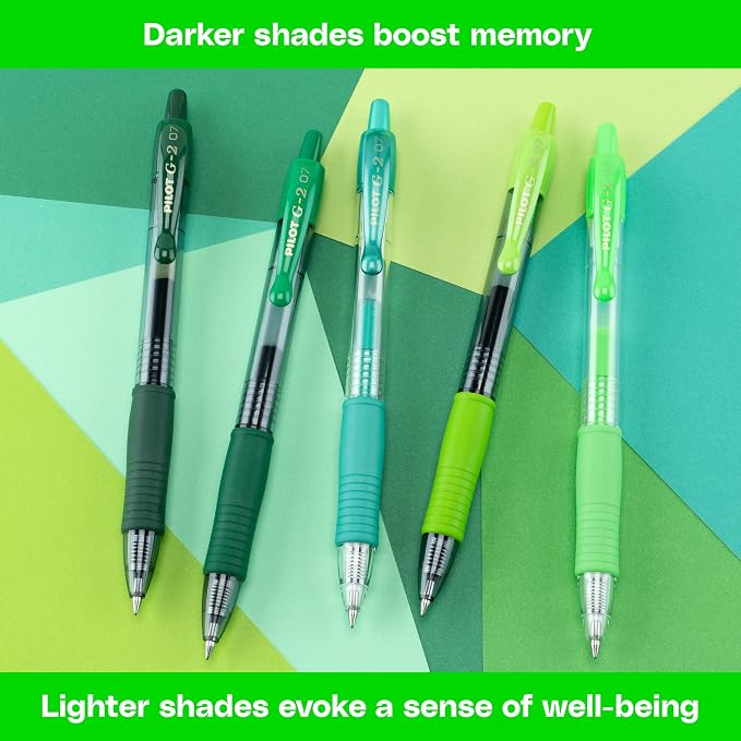 Pilot G2 Premium Gel Roller Pens, G2 Boost Green Pens Pack, The Colors of Balance, 8 Pack Pouch, Fine Point 0.7 mm, Assorted
