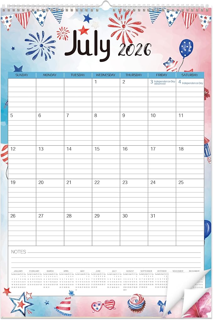GuassLee Large Wall Calendar 2026-2027,19-Month Vertical Wall Calendar Runs from Jun. 2026 to Dec. 2027, 22"x15" Hanging Monthly Planner with Thick Paper Watercolor Design for Easy Organizing