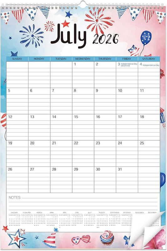 GuassLee Large Wall Calendar 2026-2027,19-Month Vertical Wall Calendar Runs from Jun. 2026 to Dec. 2027, 22"x15" Hanging Monthly Planner with Thick Paper Watercolor Design for Easy Organizing
