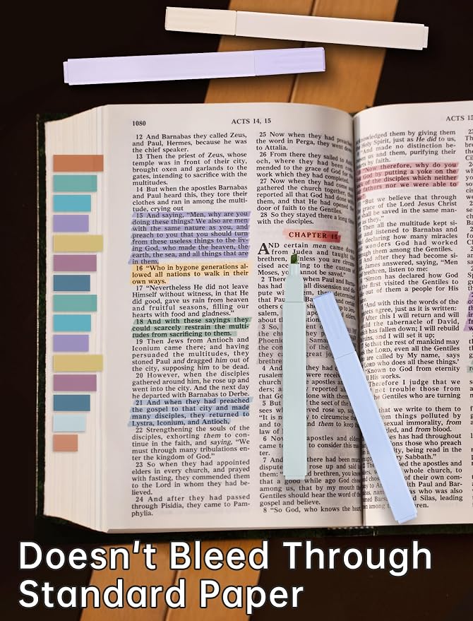 NiArt Bible Highlighters No Bleed 14Pc Gel Pens & Sticky Notes Study Set | 14-Piece Morandi Set With 6 Highlighters, 8 Gel Pens, 200 Sticky Notes And Transparent Storage Box For Bible Journaling