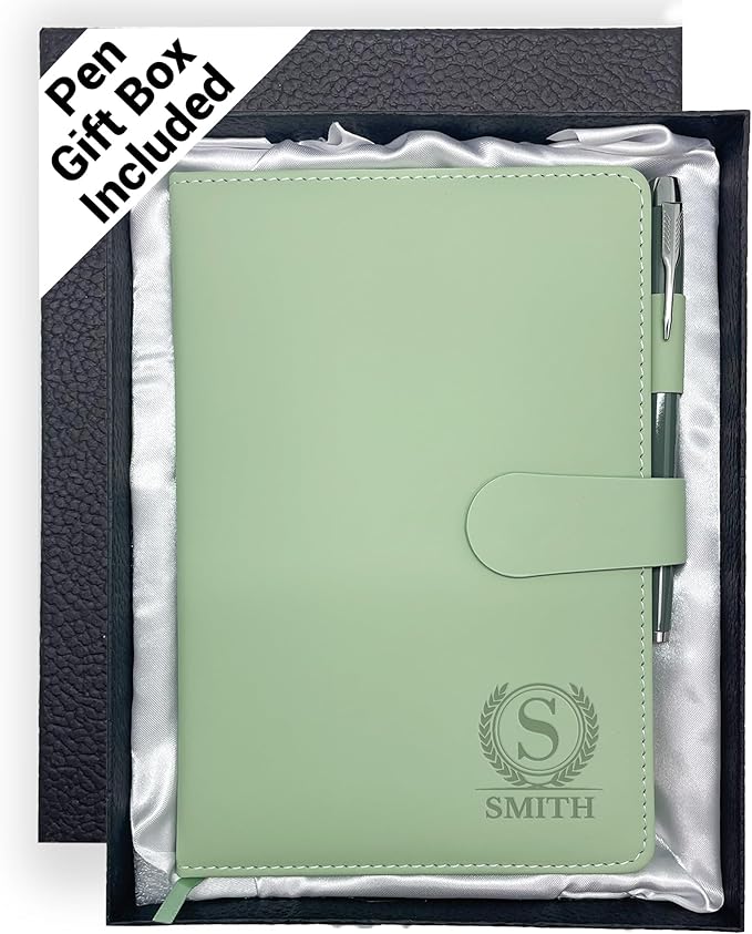 Personalized Notebook with Gift Box & Pen, Monogrammed Journal with Name | PU Leather, Custom Gift for Men/Women, Engraved Journals To Write In, Birthday Anniversary Corporate, Keepsake, Business Gift