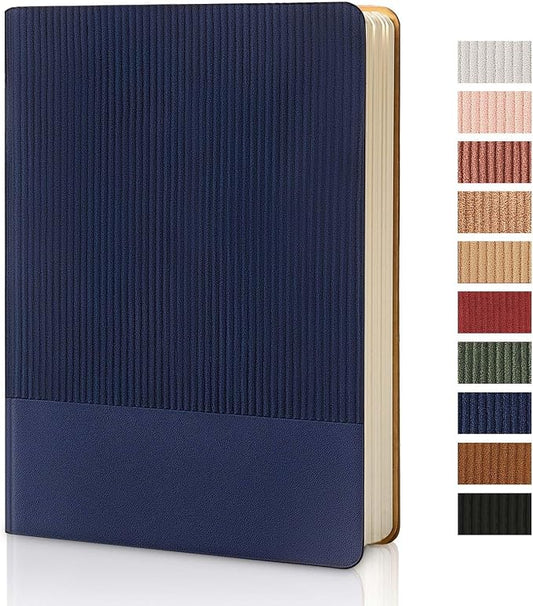 Lined Journal Notebook for Work College Ruled Notebook 5.79" x 8.27" A5 PU Leather Daily Journaling Notebook 216 Pages for Women Men Daily Writing Business School Travel Gift (Dark Blue)