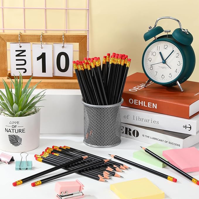Tinlade 50 Pcs Black Triangular Grip Pencils Wood Wedding Pencils HB Graphite Pencil Pack Eraser for Baby Shower Drawing Sketching Bridal Shower Office Supplies