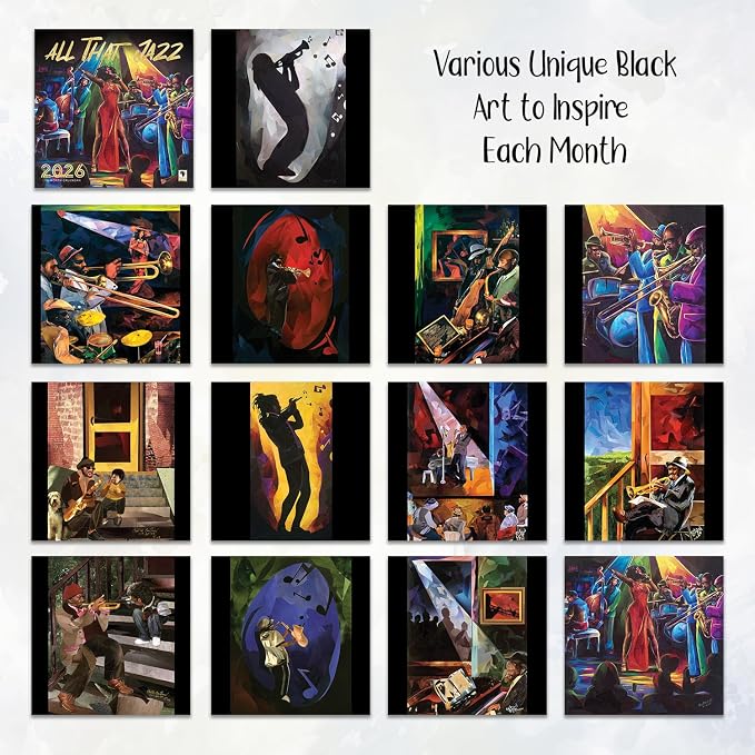 African American Expressions 2026 Wall Calendar – All That Jazz – Monthly Calendar Celebrating Black Culture & History, 12x12 Hanging Calendar, 16 Months – Gift for Music Lovers
