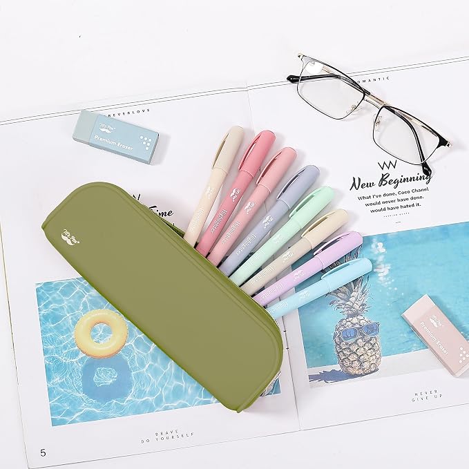 Mr. Pen- Silicone Pencil Case, Aesthetic Pencil Bag for Women, Makeup Pouch | Multifunctional Pouch for Stationery, Cosmetics and Electrical Goods Storage
