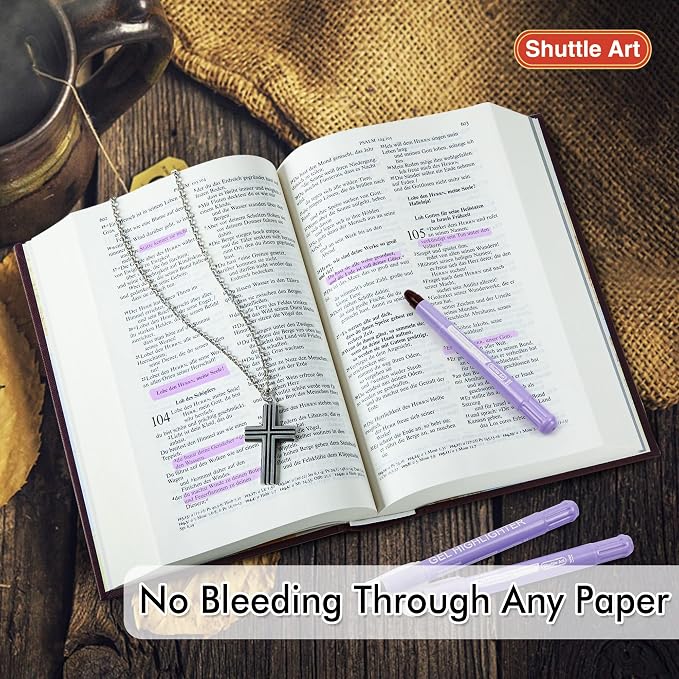 Shuttle Art 5 Pack Purple Gel Highlighters,Bible Highlighters,No Bleed Through, Bible Journaling Supplies,Great for Journaling, Highlighting and Studying
