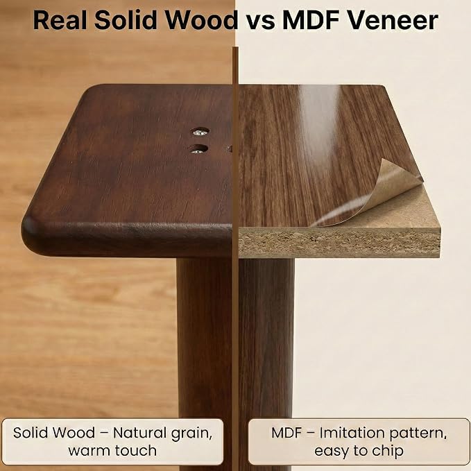 Desktop Speaker Stands Made of Pure Solid Wood, Natural Style, 360° Rotatable Top Plate, Suitable for Medium/Large Tabletop Speakers and Studio Monitors (Walnut Brown Finish_DSS9(9 inch))
