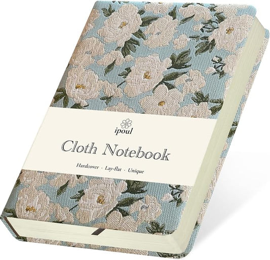 Small Journal for Women, Flower Notebook, B6, 5x7, Ruled Notebook & Blank Sketchbook, Embroidered Journal, Hardcover, Lay Flat, Note Taking Notebook, Cute Journal, White Gardenia