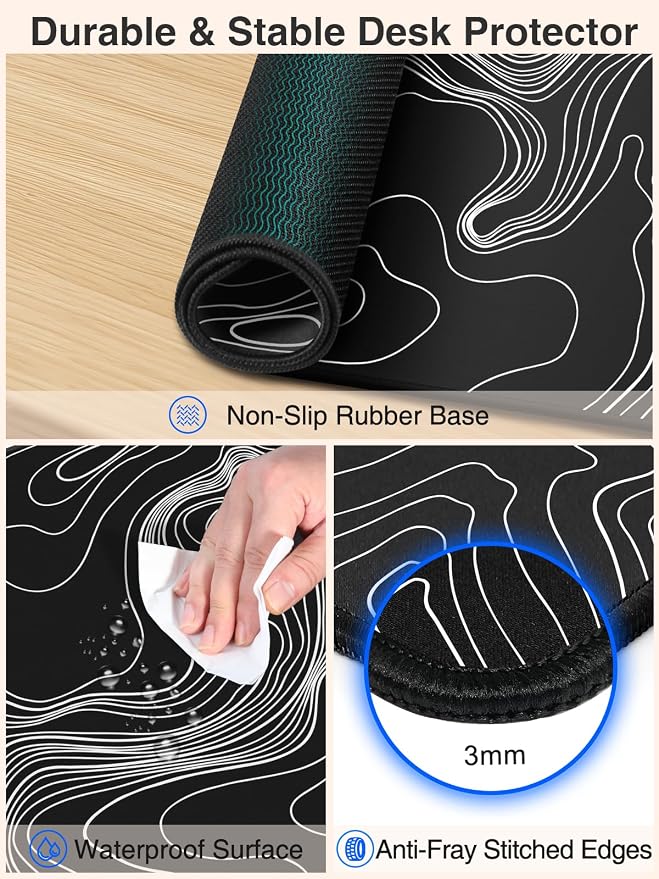 Magnetic Wireless Charging Mouse Pad, 31.5"x15.8" Large Desk Mat | Waterproof Mousepad, Smooth Glide, Stitched Edge, Non-Slip Rubber Base, Desk Pad Computer Keyboard Mat, No Adapter