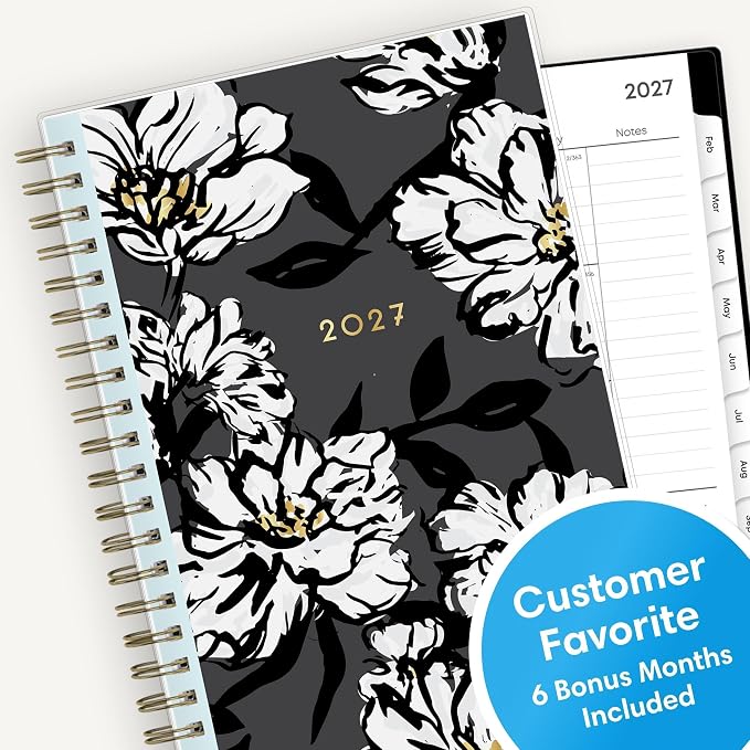 Blue Sky 2027 Weekly & Monthly Planner Calendar, 5"x8", Baccara Dark | January 2027 - December 2027, Clear Pocket Cover, Durable Twin Wire Binding, Laminated Tabs