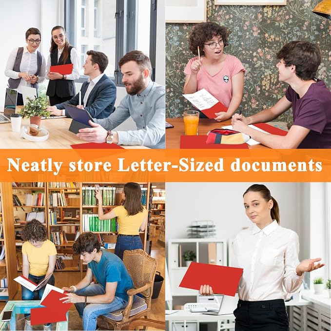 pmybupo 25pcs Red Folders with Two-Pockets Fit Letter Size Paper,Paper File Designed for Office,Home and Classroom Use