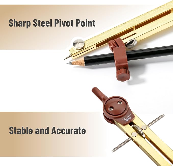 Mr. Pen- Metal Geometry Compass, Center-Wheel Design | Precision Drafting Compass with Pencil for School & Technical Drawing, Draws Circles up to 11 Inches Diameter
