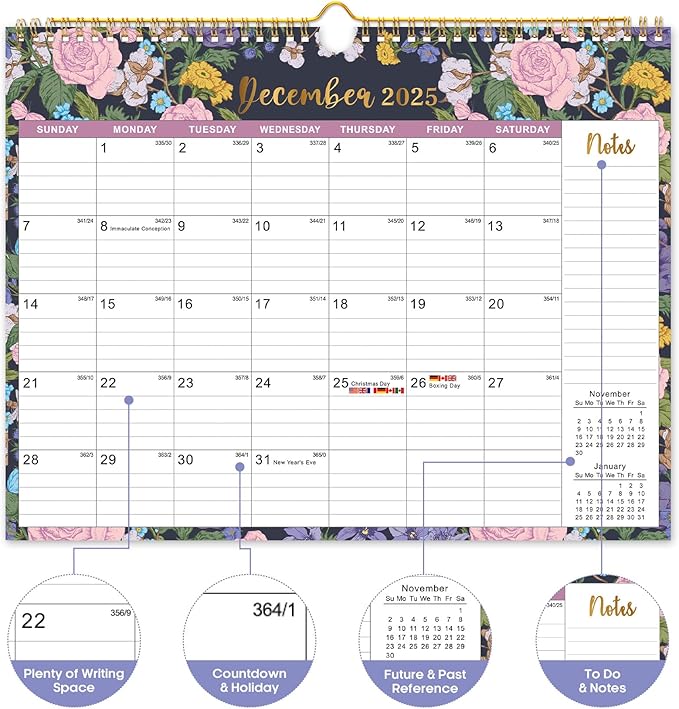 Calendar 2026-2027, 21-Month Wall Calendar Runs Until Jun 2027,11.5" x 14.7",Large Monthly Calendar with Twin-Wire Binding, Perfect for Home or Office - Midnight Garden