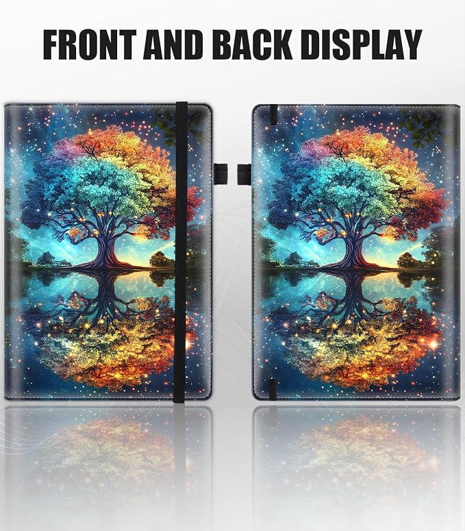 Hardcover Executive Notebooks, A5 PU Leather Lined Journal Notebook, 200 Pages Thick Paper Subject Notebooks for School,Work,Home Writing Business Notebook, Diary Book ，Space Fantasy Landscape