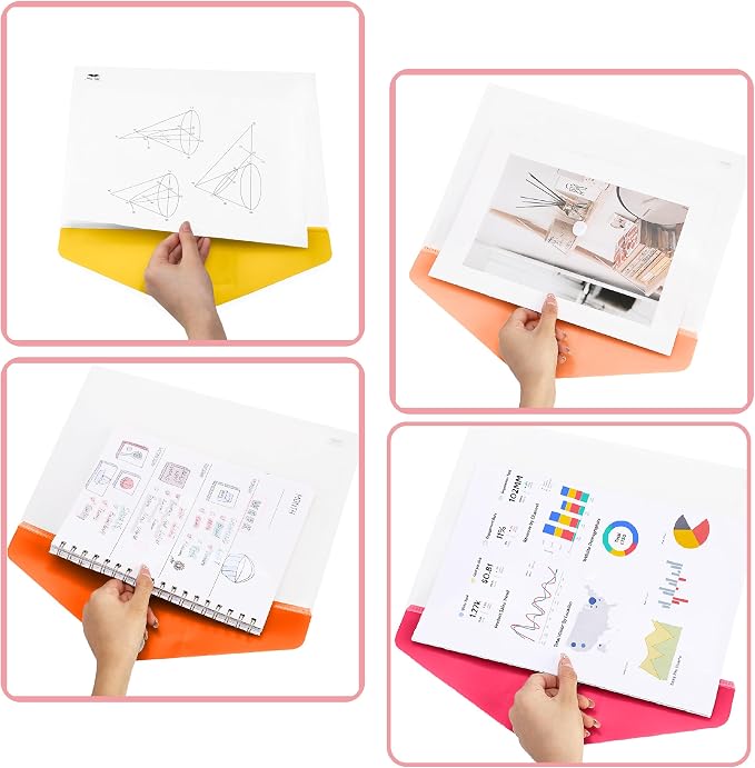 Mr. Pen- Clear Plastic Envelopes File Folders, 10 Pack, A4, Letter Size | Colorful Flaps, Clear Folders for Documents Plastic Poly Envelopes with Label for School, Home, Work, Office, Organizer