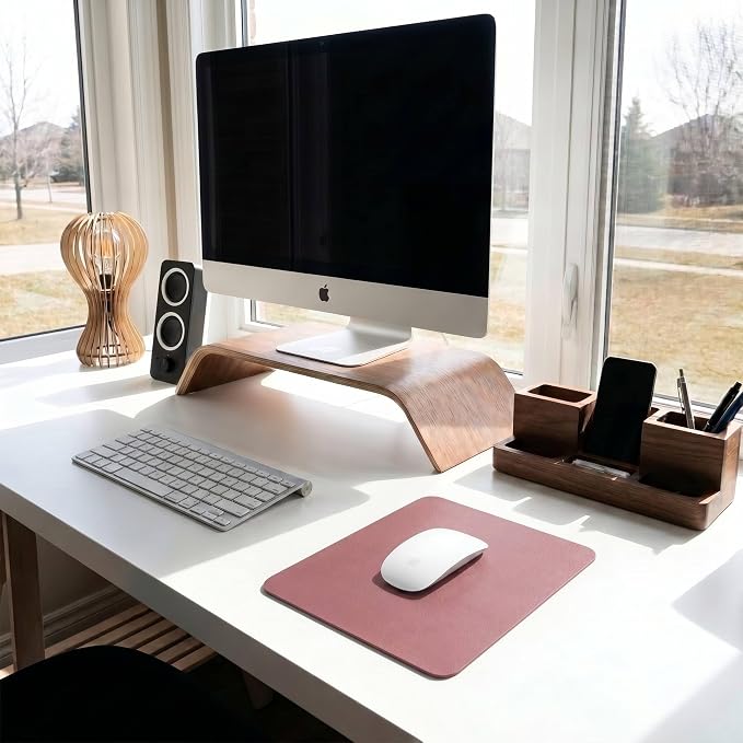 Leather Desk Pad Protector, Waterproof Mouse Pad, PU Desk Mat, Office Desk Cover, Desk Writing Mat for Office/Home/Work/Cubicle (Purple/Pink) 9x8 in