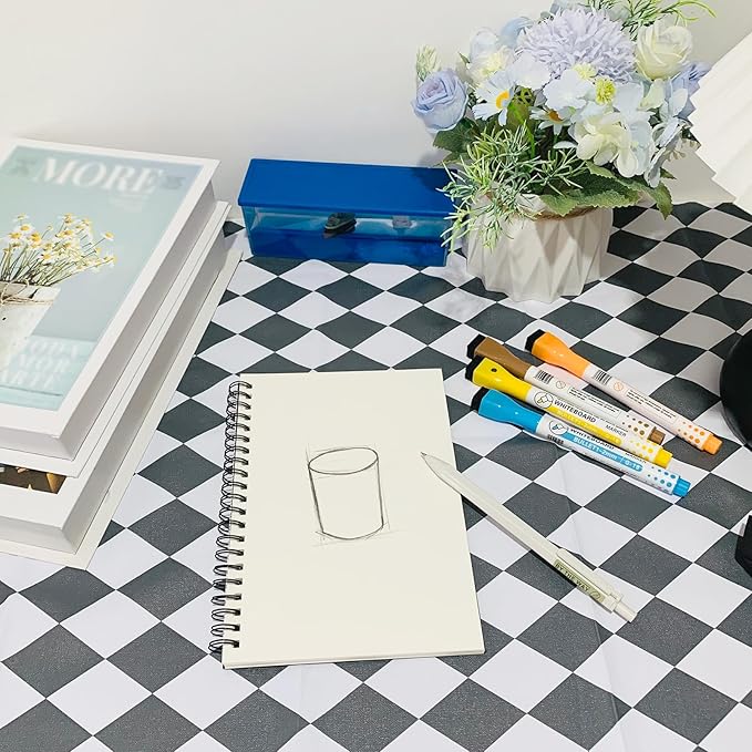 DSTELIN Blank Spiral Notebook, 2-Pack, Soft Cover, Sketch book, 100 Pages / 50 Sheets, 7.5 inch x 5.1 inch, 100GSM, (Black)