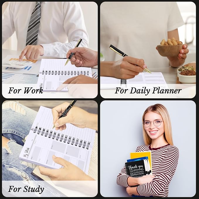 Tellingyou 20 Pcs/10 Set Team Appreciation Gifts for Employees Coworker A6 Notebook with Ballpoint Pens Thank You to Do List Notepad for Housekeeping Week Office Staff Teacher Back to School (Black)