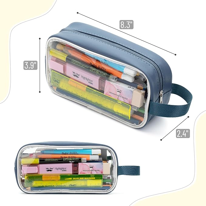 Mr. Pen- Clear Pencil Pouch, Large Capacity Makeup Pouch | Clear Pen Pencil Case, Cosmetics Bag, Multi-Purpose for Travel, School, Teen Girls, Transparent Stationary Bag