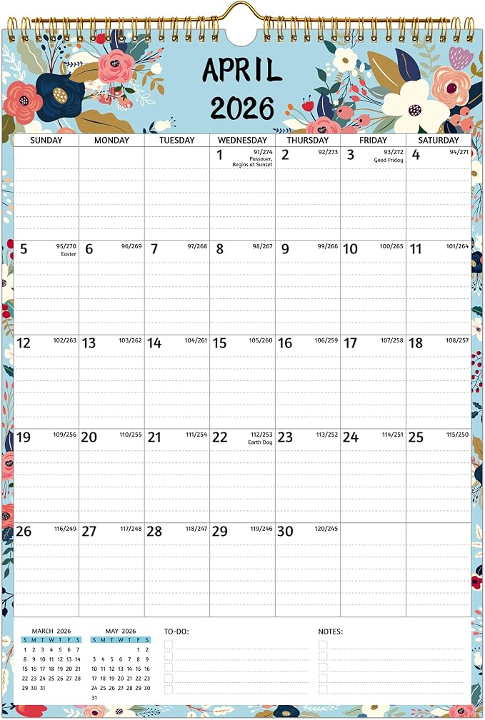 Wall Calendar 2026-2027 – Apr.2026 - Sep.2027, Calendar 2026-2027 Wall, 18 Monthly Calendar, 12 x 17 In, 2026-25 Calendar with Large Blocks, Thick Paper, Holidays, To-do ＆ Notes, Great for Organizing