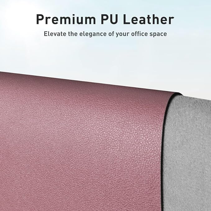 Bloss Leather Desk Pad Protector, Mouse Pad, Office Desk Mat, 31.5" x 15.7" Non-Slip PU Leather Desk Blotter, Laptop Desk Pad, Waterproof DeskWriting Pad for Office and Home (Dark Red)
